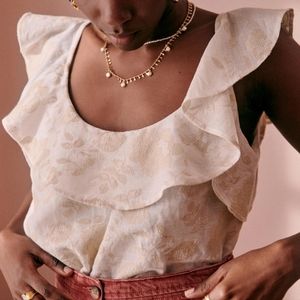 Sezane Cream Floral Tank Top